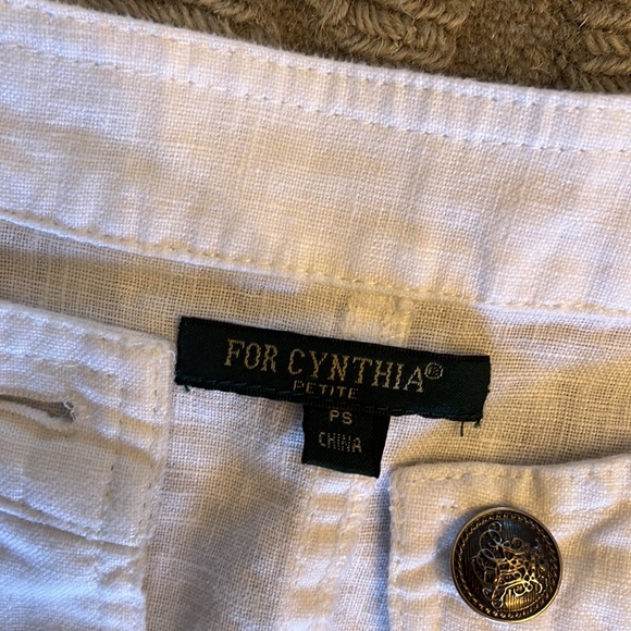 ForCynthia white linen released hem peplum jacket with metal buttons.  Sz PS. - Picture 2 of 7